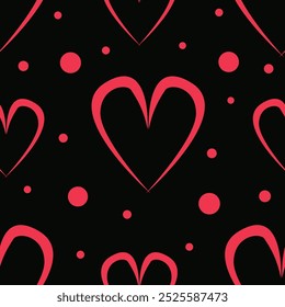 Red Heart Seamless Pattern on Pink Background. Infuse Your Designs with Love and Passionate Energy