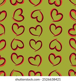 Red Heart Seamless Pattern on Pink Background. Infuse Your Designs with Love and Passionate Energy