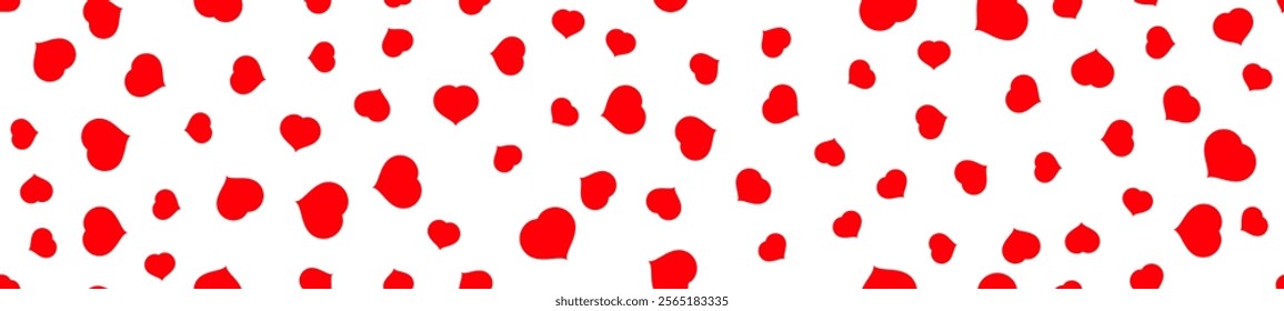 Red heart seamless pattern on a white background. Love, romantic and wedding design. Valentines day background. Vector illustration