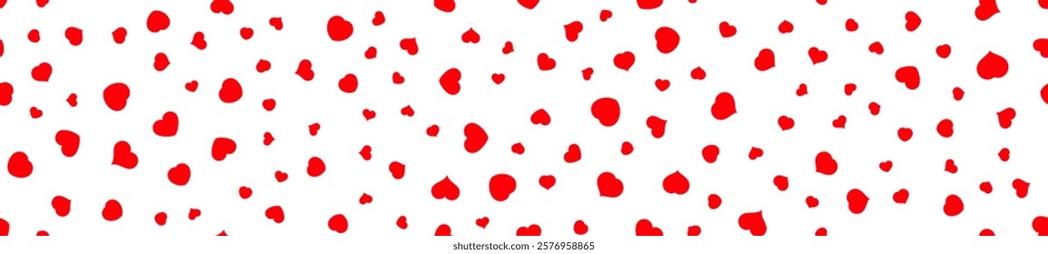 Red heart seamless pattern on a white background. Love, romantic and wedding design. Valentines day background. Vector illustration