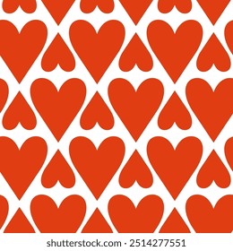 Red heart seamless pattern. Vector design elements for textile or clothes