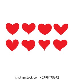 Red Heart Set With Various Shape Logo Vector Illustration Icons