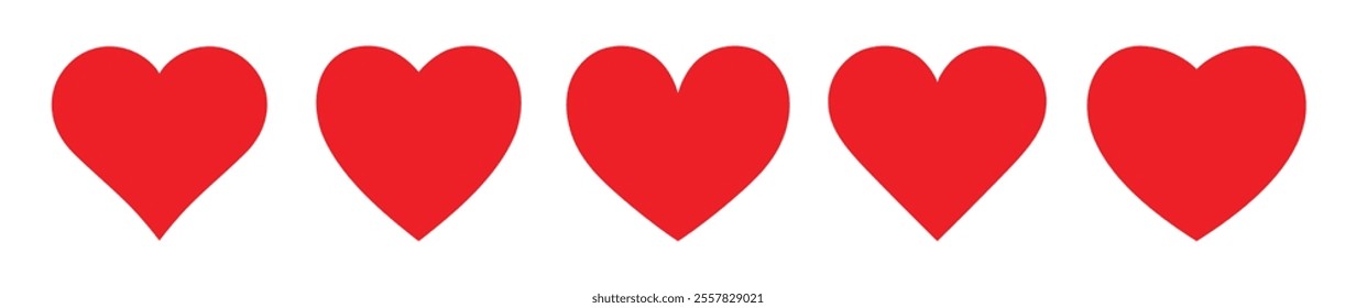 Red heart set vector image on white background. Red heart icons set vector. Various simple red vector heart love icon. Heart collection. Vector art