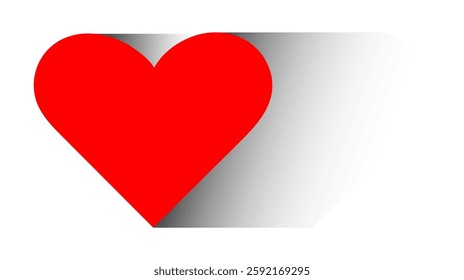 Red heart with shadow isolated on white background. Vector illustration. Valentine's Day, postcard, invitation, background, banner