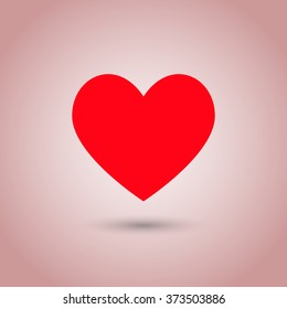 Red heart with shadow on pink background, stock vector