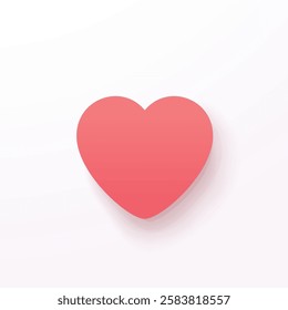 red heart with shadow on white back