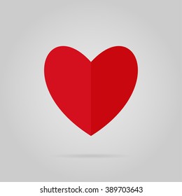 Red heart with shadow vector