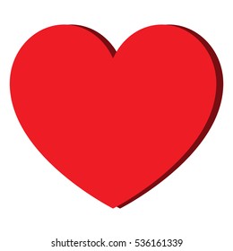 Red heart with shadow .Vector eps 10