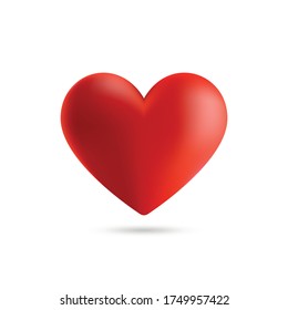 Red heart with shadow. Vector illustration. 