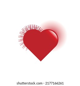 Red heart with shadow. Vector illustration. Logo heart design