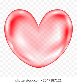 Red Heart shape 3d icon isolated on white background.Love symbol for Valentines day,Mother day decoration.Vector illustration realistic Pink heart for love concept design element