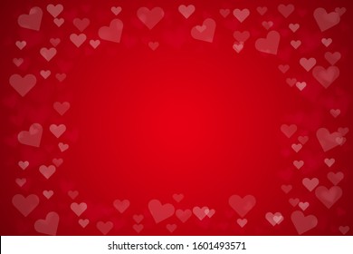  Red heart shape abstract bokeh background for Valentine's Day