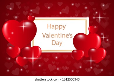 Red heart shape abstract bokeh background for Valentine's Day