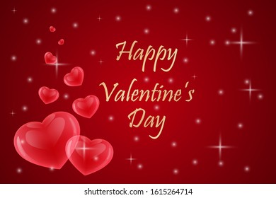 Red heart shape abstract on red background for Valentine's Day