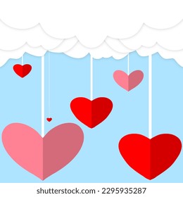 Fondo de forma de corazón rojo. Ilustración de tarjetas de bodas, saludos de San Valentín