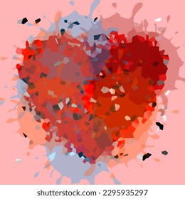 Fondo de forma de corazón rojo. Ilustración de tarjetas de bodas, saludos de San Valentín