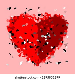 Fondo de forma de corazón rojo. Ilustración de tarjetas de bodas, saludos de San Valentín