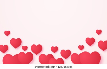 red heart shape background , paper art style