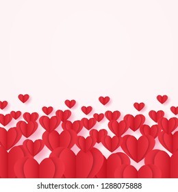 red heart shape background , paper art style