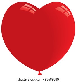 Red Heart Shape Balloon. Isolated on white. Vector format