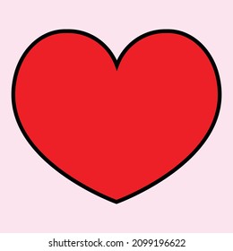 Red Heart Shape And Black Outline On Pink Background