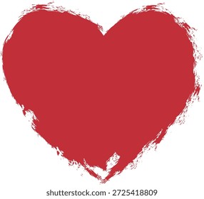 Forma de coração vermelho com pincel traçado textura símbolo do amor