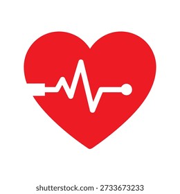 A red heart shape containing an electrocardiogram line