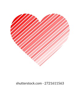 Forma de corazón rojo con líneas diagonales gradiente para tarjeta de felicitación del día de San Valentín