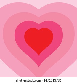 Red Heart shape in different colors shade background. Vector Illustrator