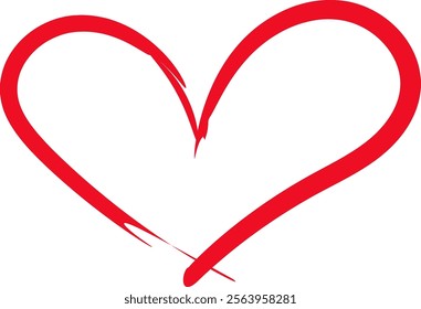 Red heart shape is drawn with visible brush strokes, symbolizing love, romance, and affection, perfect for Valentine s Day or any occasion celebrating love