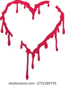 Forma roja del corazón con el líquido que gotea en la sangre del fondo blanco
