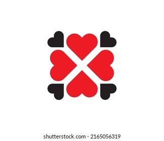 red heart shape formed a cross plus symbol
