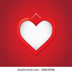 Red heart shape frame over red background
