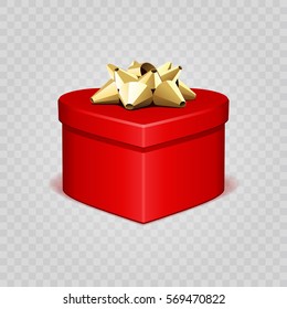 Forma de corazón rojo con caja de regalo Aislada. Sencillo reemplazo de fondo. Elemento de diseño de vectores.