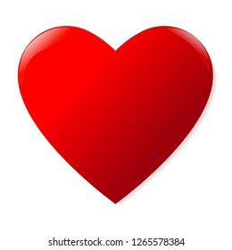 Red heart shape icon or symbol for web design or valentine symbol isolated on white background