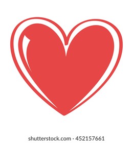 Red heart shape, isolated flat icon vector illustration graphic.