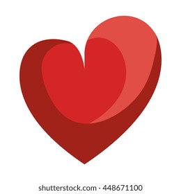 Red heart shape isolated icon, love and feelings design.