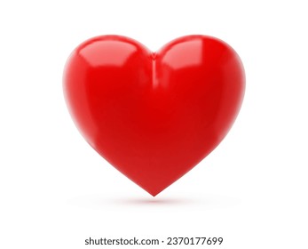 Red Heart Shape Isolated on White Background. Realistic 3D Design Icon Heart Symbol Love. Happy Valentines Day Object. Vector Illustration.