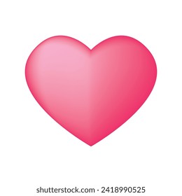 Red heart shape isolated on white, valentine day,  vector illustration