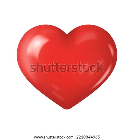 Red Heart Shape Isolated on White Background. 3D Vector illustration