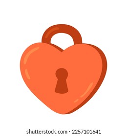 Bloqueo de la forma del corazón rojo con la ilustración aislada del vector del día de San Valentín. Icono romántico de amor en estilo de caricatura plana.