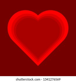 red heart shape; love symbol. vector illustration 