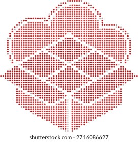 Forma de corazón rojo hecha de puntos Pequeños sobre fondo blanco