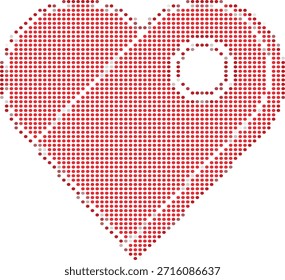 Red heart shape made of small dots on white background