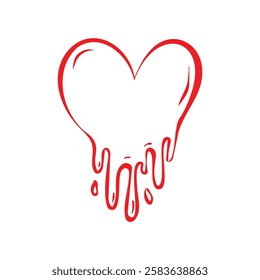 Red Heart Shape Melts Dripping Downwards