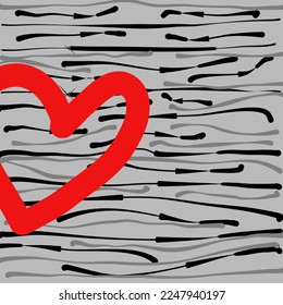 Red heart shape on abstract grey background for couple Love sweet romantic, free space to created 
 Valentine’s card, Valentine’s day concept.
