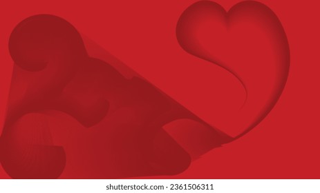 eine rote Herzform auf rotem Hintergrund, abstrakt, Hintergrund, Kreativität, Blau, Neon, Farbverlauf, Design, Illustration, grafisch, modern, futuristisch, Kurve, Form, Linie, Welle, Bewegung, Licht leuchten, 