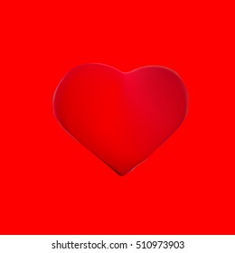 Red heart shape on a red background isolated