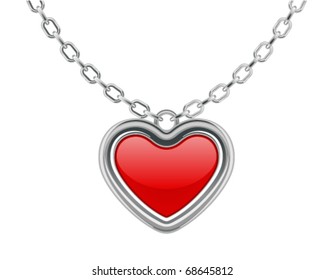 Red Heart shape chain vector illustration