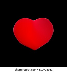 Red heart shape on a dark background isolated